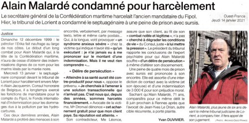 Alain Malardé condamné pour harcèlement